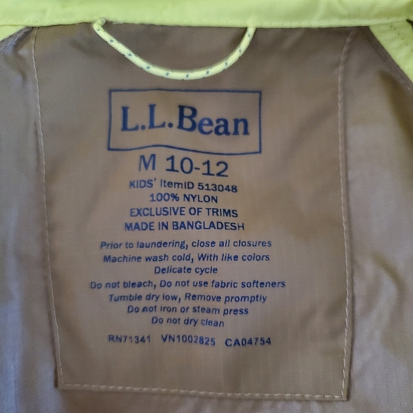 LL Bean Kids Rain Jacket (M 10-12) - Picture 3 of 4